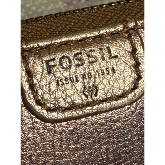 FOSSIL Soft Metallic Rose Gold Leather Zip Long Wallet Cardholder - Picture 2 of 11